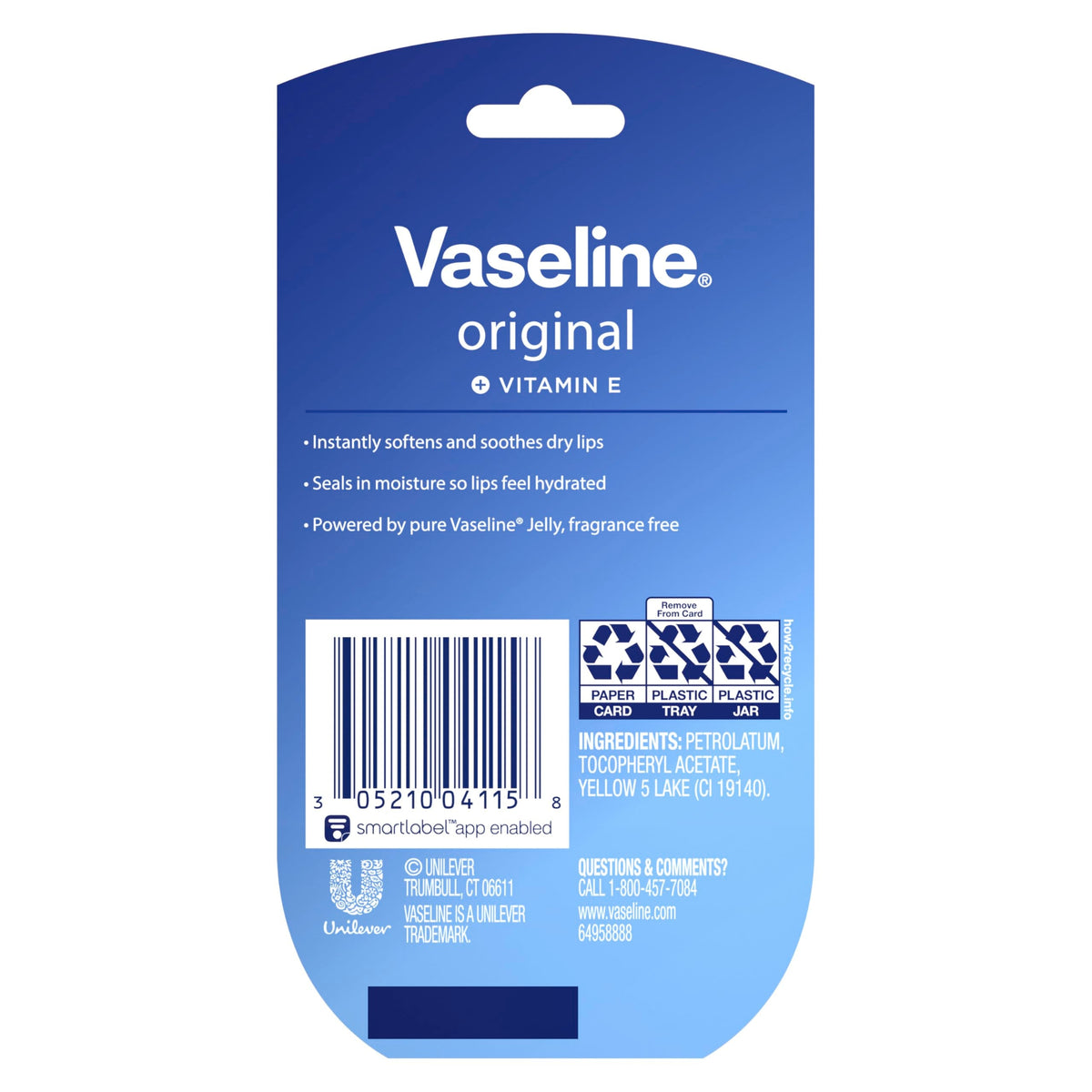 Vaseline Lip Therapy Original Mini Lip Balm, Hydrating Dry Lips 0.5oz 2ct