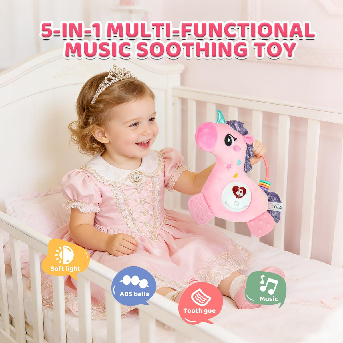 Baby Musical Activity Soft Toys with Sound & Light, Sensory Toys for Infant