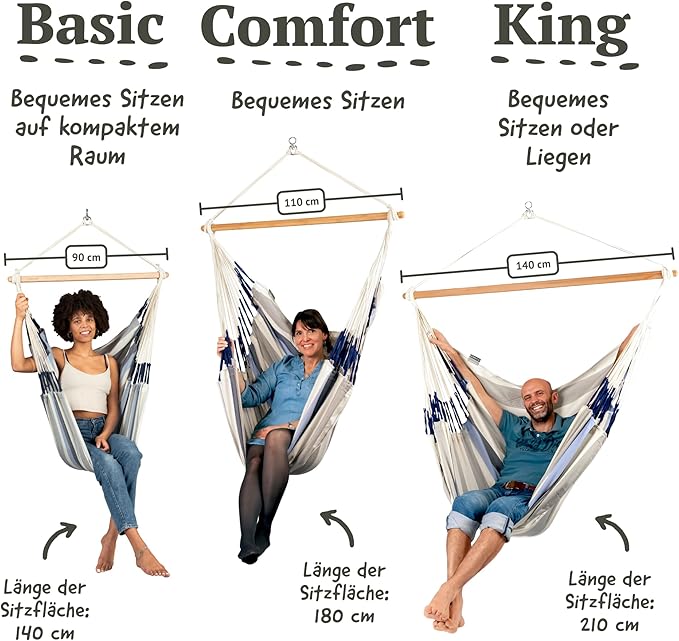 LA SIESTA® - XL King Domingo Hammock Swing Chair & CasaMount - Weather & Tear Resistant Hanging Chair - Outdoor Indoor Hammock Chair w/Suspension Kit for Walls Ceilings Square Beams - Sea Salt