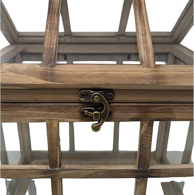 Orchid & Ivy Large Rustic Wood & Glass Plant Succulent Terrarium with Lid - 12" x 9.8" x 7" Decorative Farmhouse Tabletop Greenhouse Display for Air Plants, Dioramas, Fairy Gardens, Candle Lantern