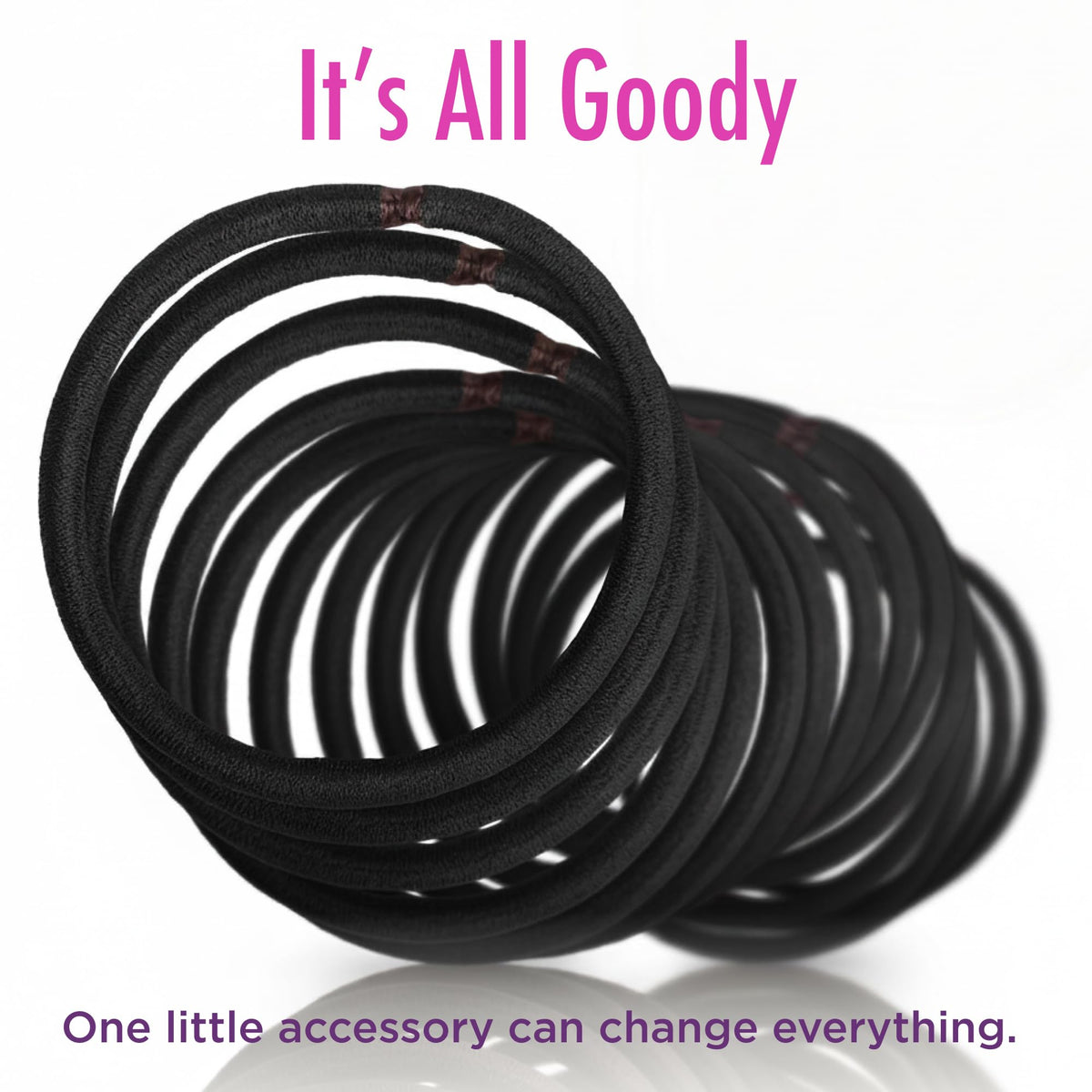 Goody Ouchless Elastic Hair Ties, 30 Ct, Black, 4MM Rubber Bands, Pain-Free