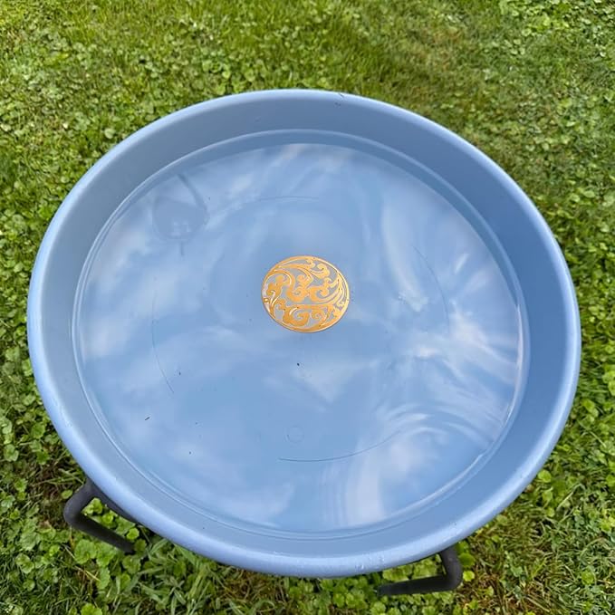 Copper Bird Bath Purification Disk, Water Wiggler for Bird Bath, Bird Bath Copper Disk, 1mm Reinforced 99% Pure Copper Cleaning Disk, Universal Fit for Outdoor Birdbaths, 4 Inch in Diameter (G)