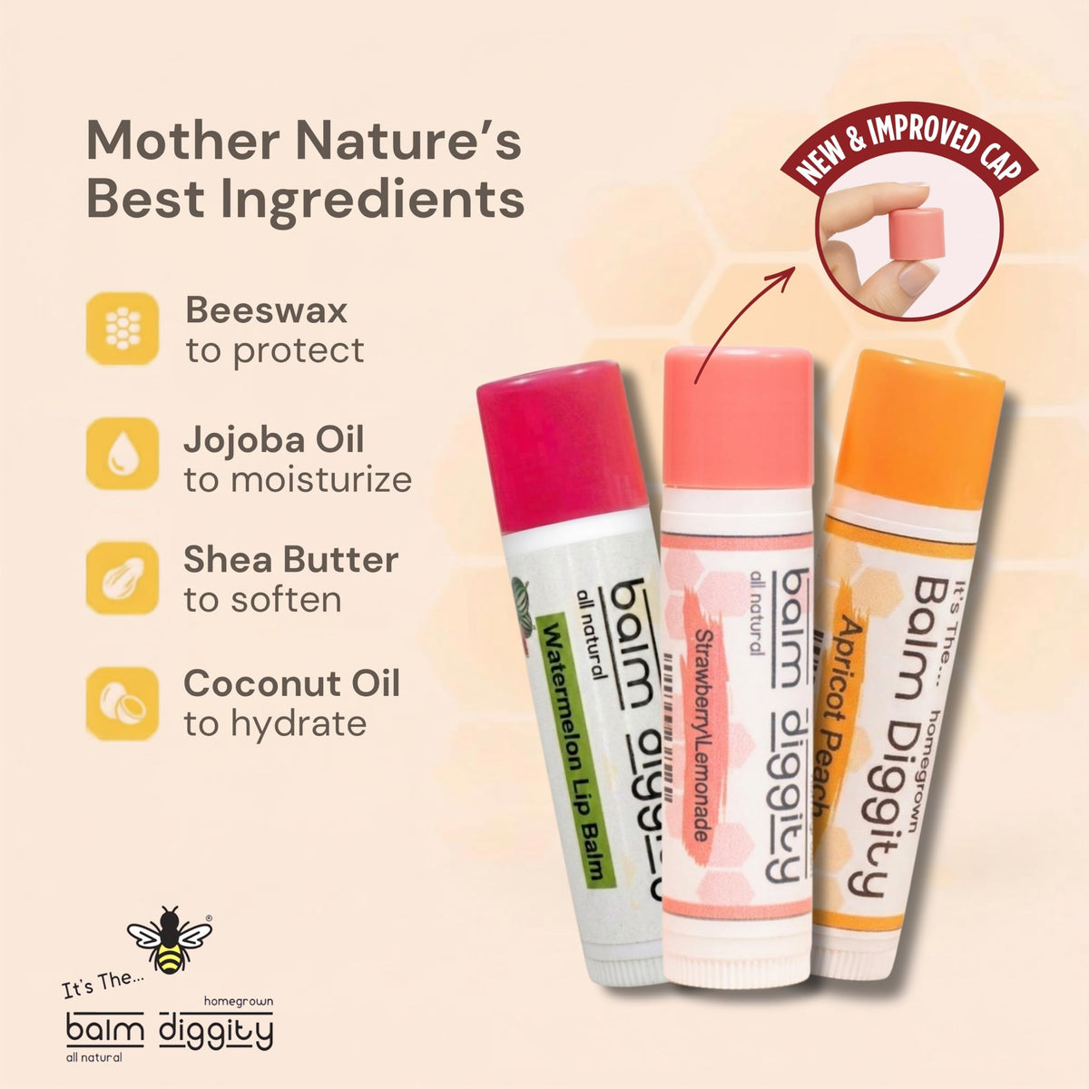 It's The Balm Diggity Beeswax Fruity Lip Balm Variety Set, 3 Pack, Sticks