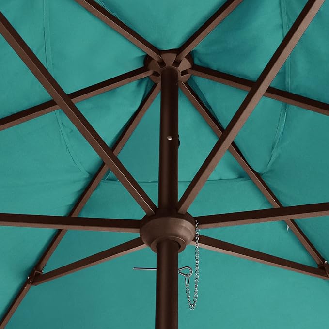 EliteShade USA 10-Year-Non-Fading 6.5x10Ft Rectangular Market Umbrella Patio Umbrella Outdoor Table Umbrella with Ventilation, Teal