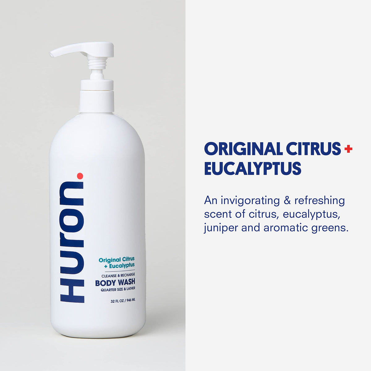 Huron Body Wash: Citrus + Eucalyptus Scent, Non-Toxic & Hydrating; 30.3oz