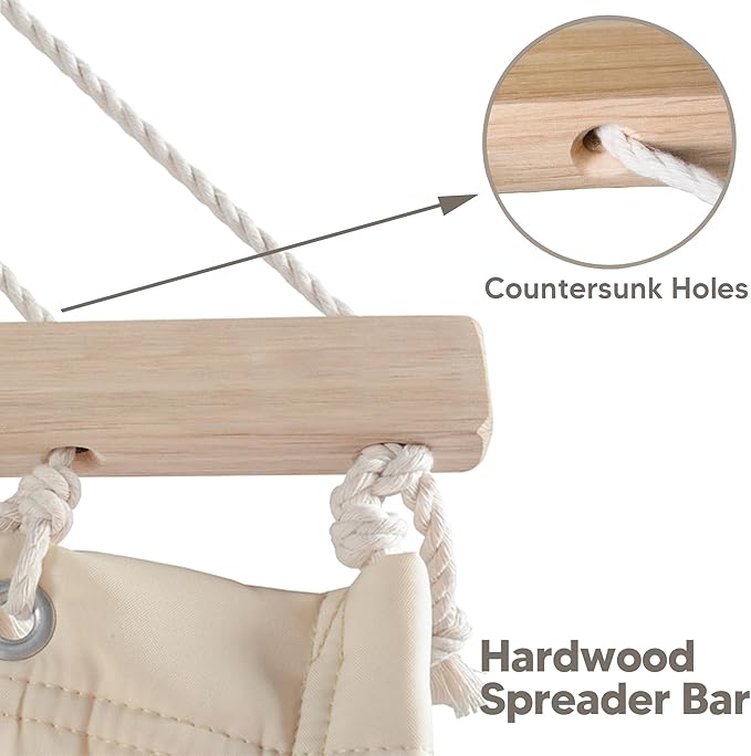 SUNCREAT Double Outdoor Hammock with 15 ft Stand, Standing Patio Hammocks for Outside, Beige