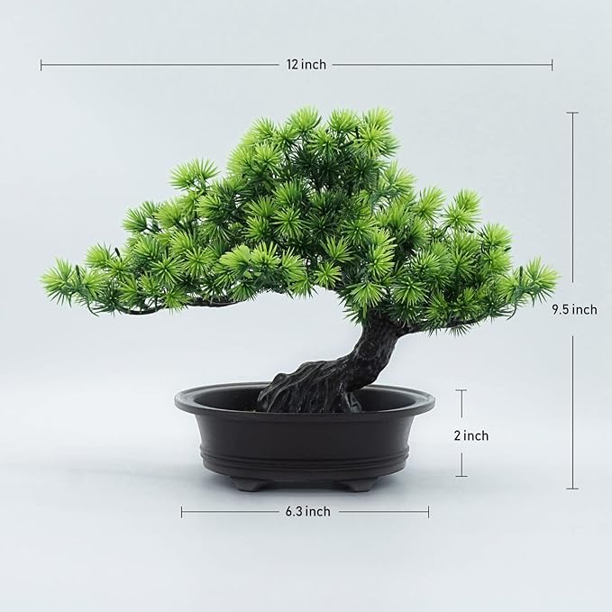 Artificial Plants Greenery Bonsai, Room Decor Fake Bonsai Tree for Home Decor Indoor Bookshelf Office Desk Bathroom Farmhouse Decor, Tall 9.5"
