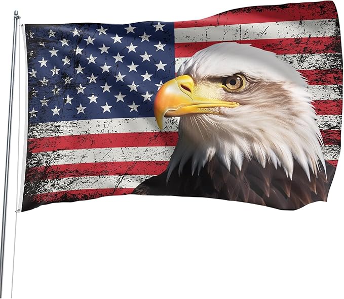 American Eagle Flag 3x5 Ft Double Sided Faith Over Fear Banner, Christian American Flags for Outside Christian Banners with Brass Grommets Outdoor House Decorations Flag