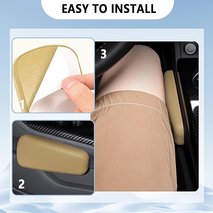 2PCS Elbow Pad Arm Rest for Car,Soft Leather Arm Rest Pillow with One-Piece Molding for Comfortable Support,Universal Car Accessories Car Knee Cushion Car Door Armrest Pads (Beige)