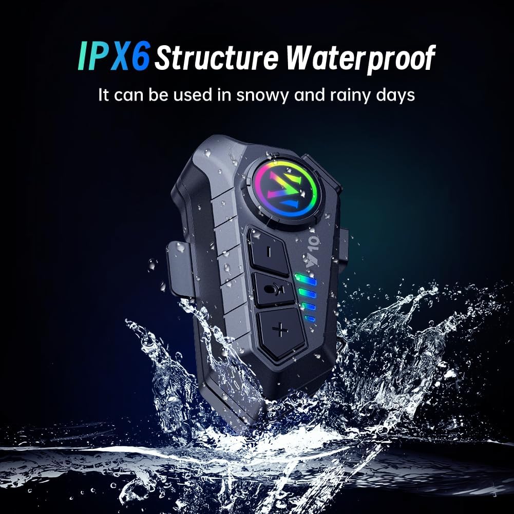 Motorcycle Helmet Bluetooth Headset, Outdoor Wireless Bluetooth 5.3 Headphone Speakers Noise Cancellation Intercom Communication Systems with IPX6 Waterproof/Strong Bass for Dirt Bike