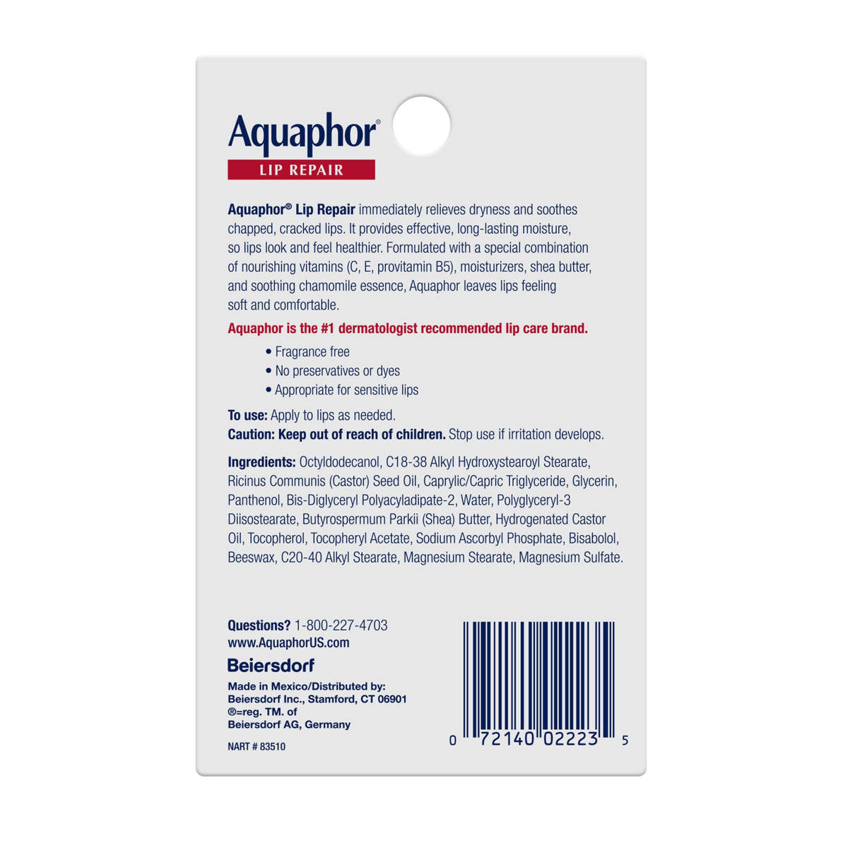 Aquaphor Lip Repair Ointment, Value Pack, 2 x 0.35 FL OZ