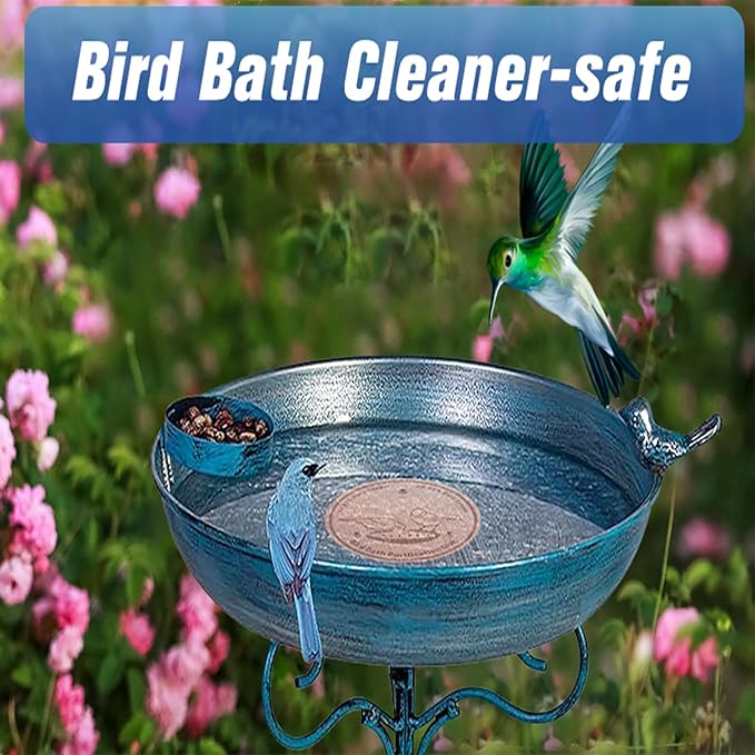 4-Pack 99.99% Pure Copper Bird Bath Purification Disk,Copper Disc with Stable Triple-Point Support,Fits All Outdoor Bird Baths(Round)