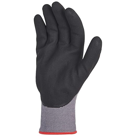 Amazon Basics Micro-Foam Nitrile Coated Work Gloves, Nylon Liner Fiber, Touch Screen, Grey, Size 9/L, 12 Pairs