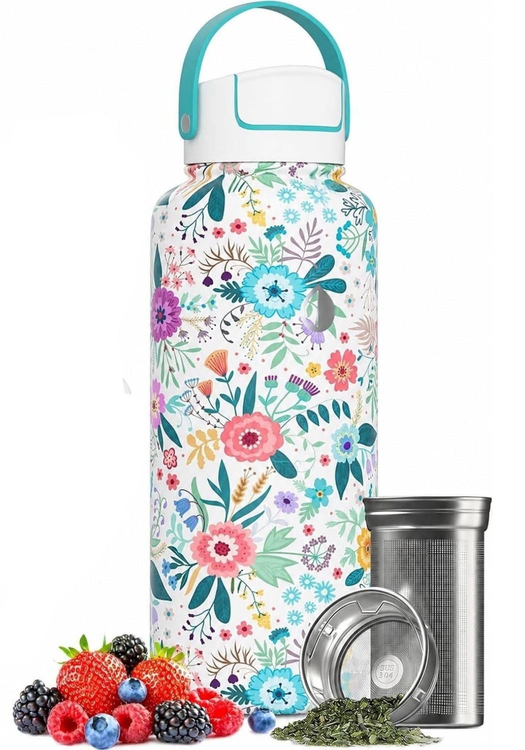 HEMLI 32 oz Ceramic Lined Tea Infuser Travel Tumbler, Micro-Mesh Stainless Steel Infuser, Pure Taste Ceramic Interior, Triple Insulated 12hr Hot Cold, Dual Sip & Straw Lid, Scratch-Resistant