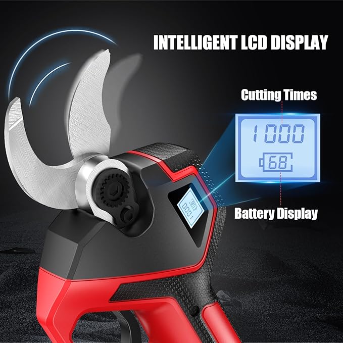 (Upgraded Version) Electric Pruning Shears, 2 Inch (50mm) Cutting Diameter Brushless Motor Cordless Pruning Shears with LED Display, Battery Pruners with Replacement SK7 Blades, 2Pcs Batteries
