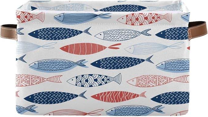 Fish Rectangular Storage Basket Organizer Bin Shelf Baskets For Clothes Gifts For Home Office Dorm