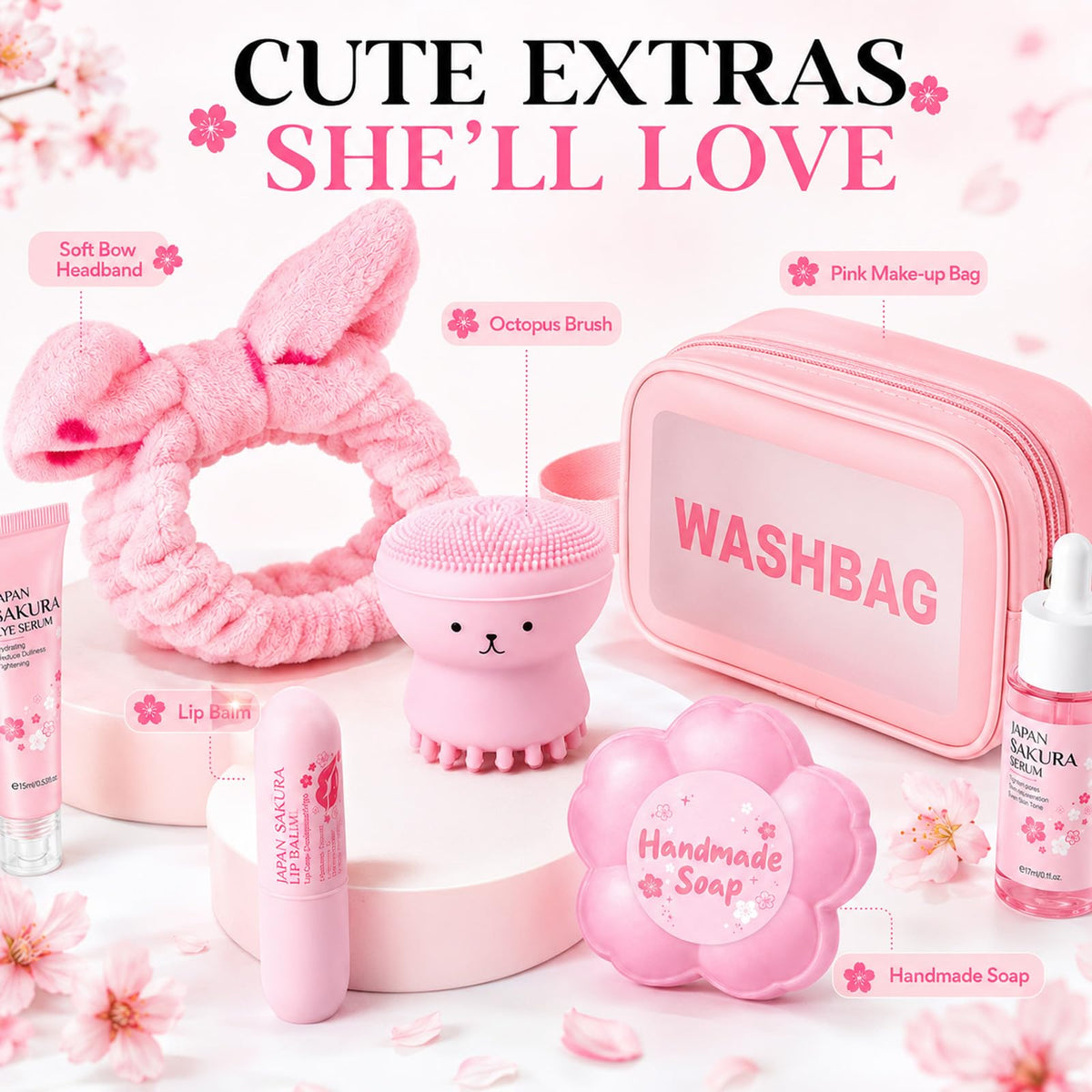 Sakura Skin Care Set for Kids Teen Girls, Birthday Christmas Gifts, 15 PCS