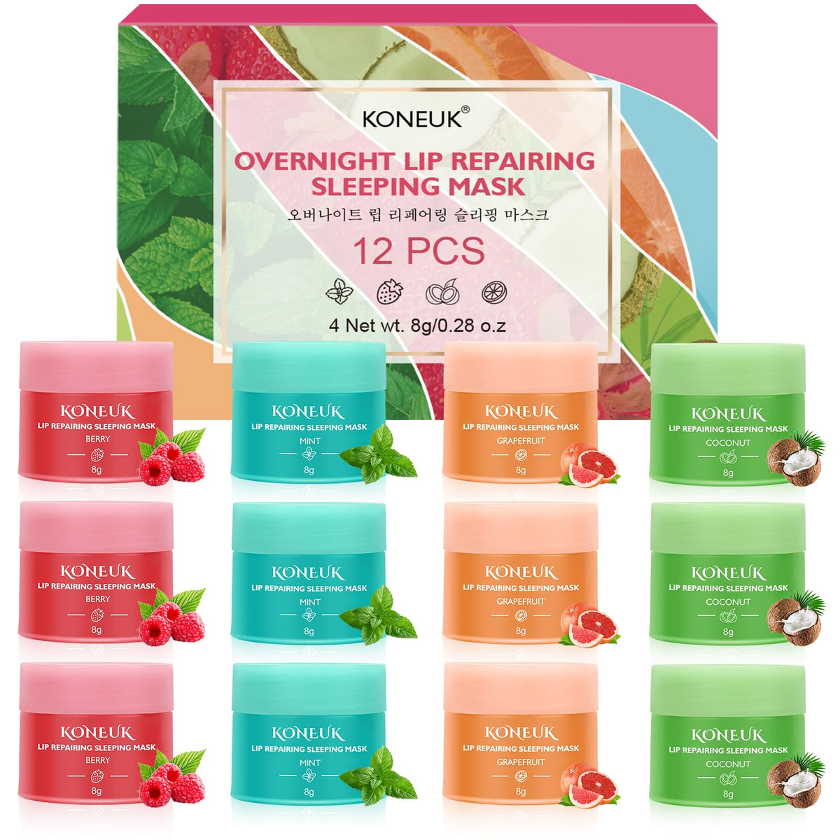 12 Pack Lip Sleeping Mask Set, Overnight Lip Skincare, Bulk Gifts for Women