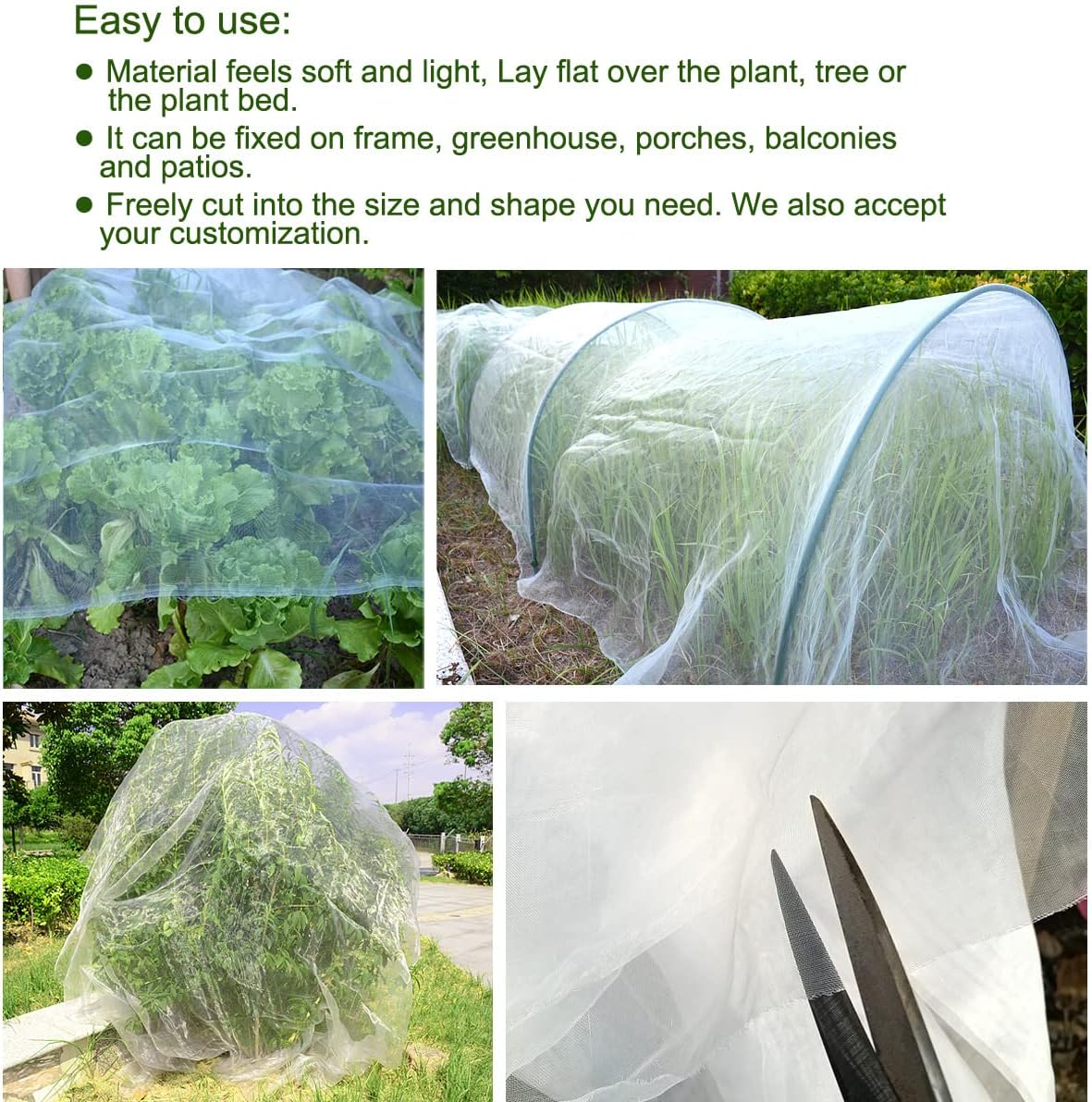 8FT x 100Ft Mosquito Bug Insect Bird Fine Mesh Net Barrier Hunting Blind Garden Screen Netting for Protect Your Plant Fruits Flower