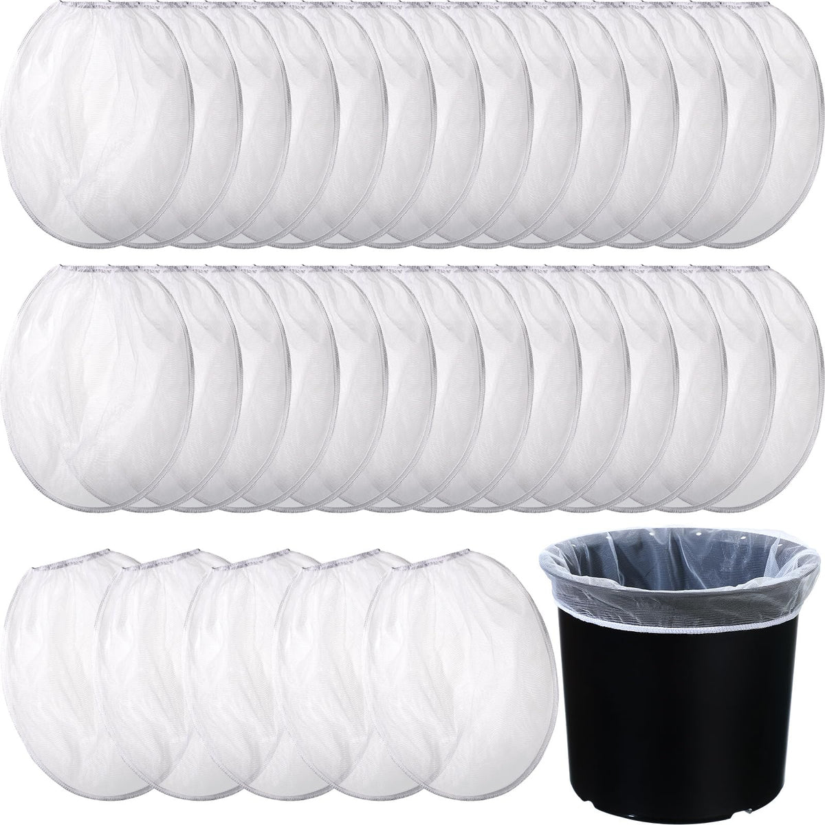 Boao 60 Pieces Paint Filter Strainer Bags White Fine Mesh Paint Strainer Bags Elastic Top Disposable Bucket Filter for Painting, Gardening, Plant Protection (1 Gallon)