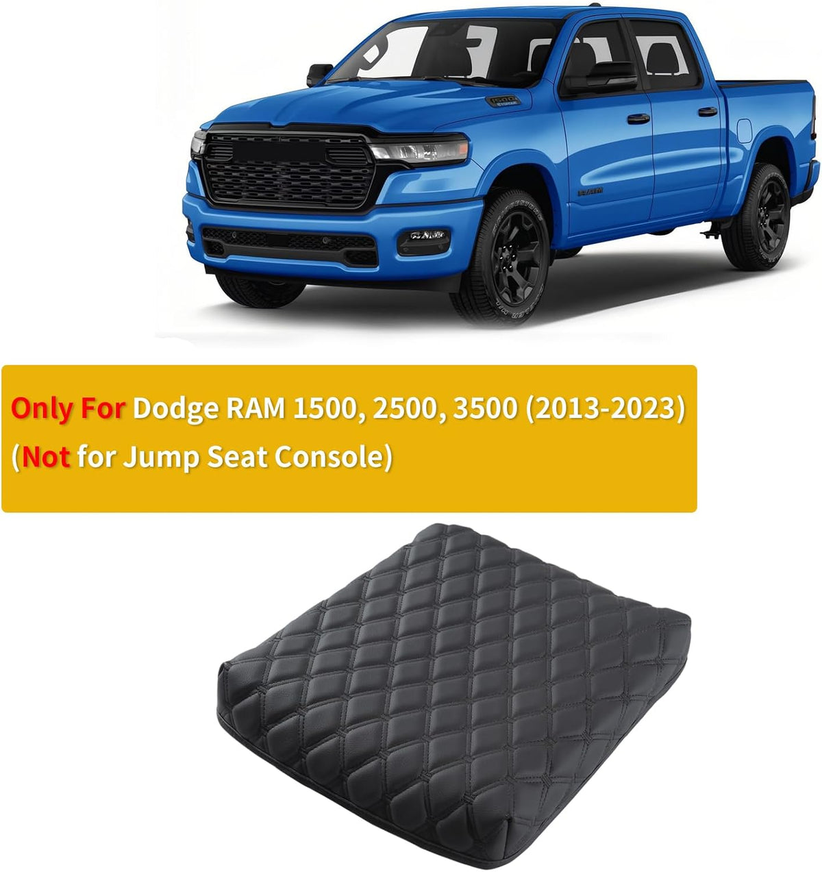GIANT PANDA Custom Fit Center Console Cover for Dodge RAM 1500,2500,3500,2013-2023 with Bucket Console- Waterproof Faux Leather Armrest Center Cover - Full Protection-Black