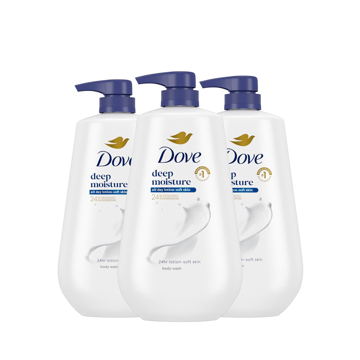 Dove Body Wash Deep Moisture 30.6 oz Pump 3 Pack, Sulfate Free