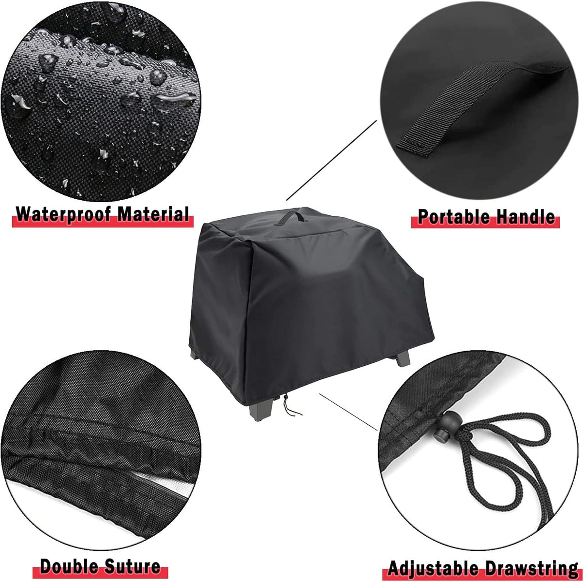Kingling Pizza Oven Cover for Cuisinart CGC-403 3-in-1 Pizza Oven Grill, Waterproof Outdoor Grill Cover - 28''L x 21''W x 17.5''H