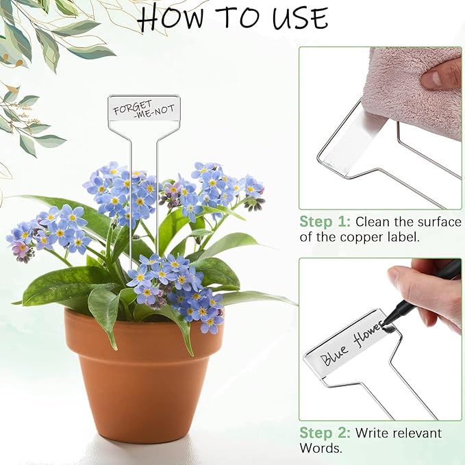 Moxweyeni 60 Pcs Metal Plant Tags - Waterproof, Reusable, Aluminum, 10 Inch with Permanent Pen
