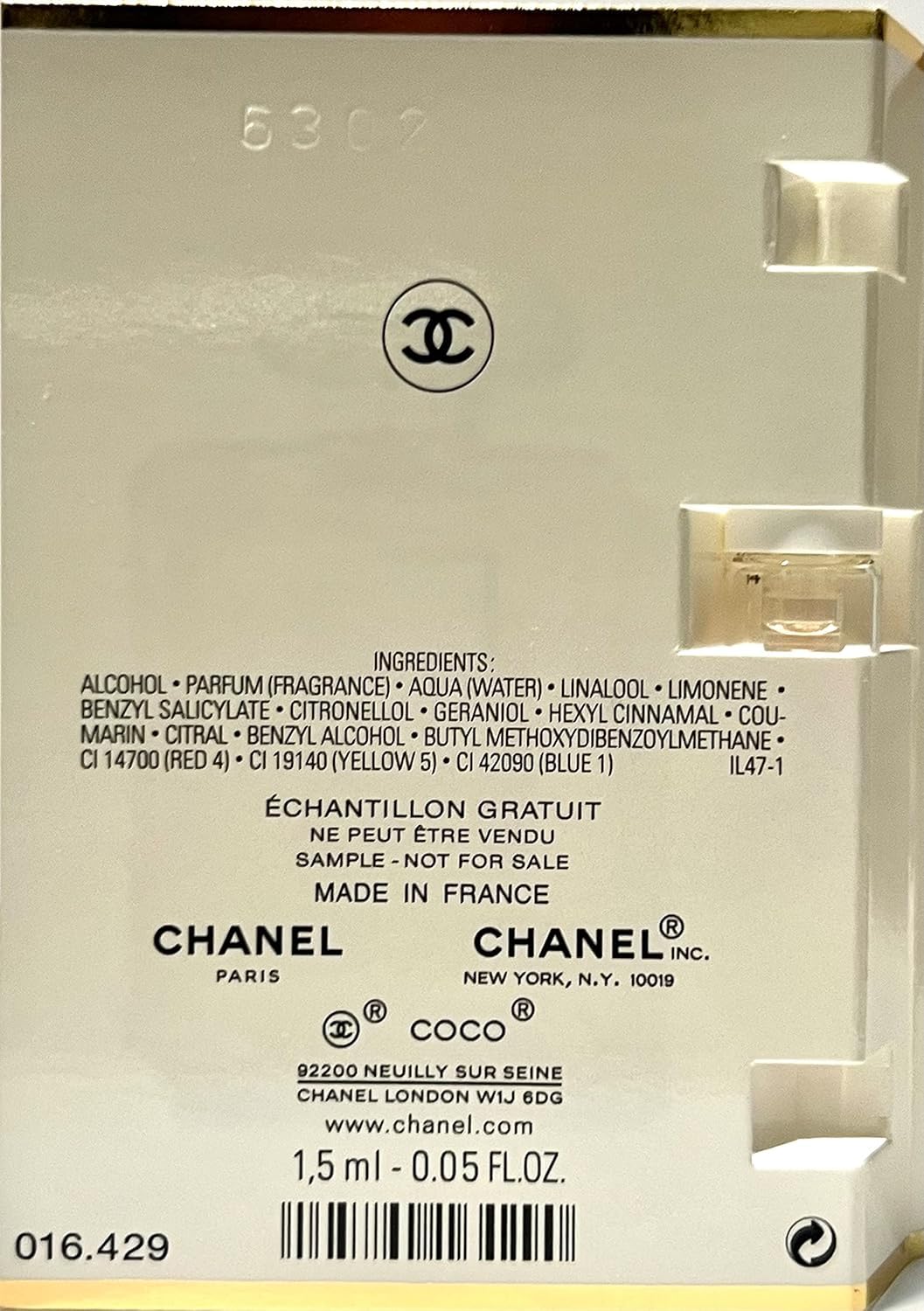 Coco Mademoiselle Eau De Parfum Perfume Sample Vial Travel 1.5 Ml/0.05 Oz by Paris Fragrance