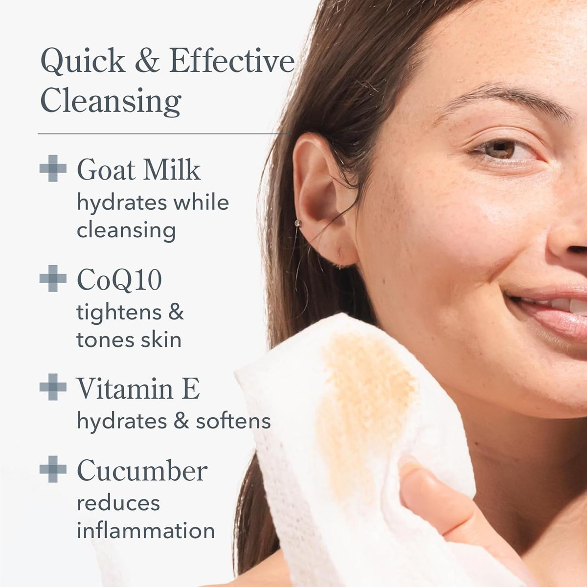 Beekman 1802 Goat Milk Face Wipes, Glacial Mint & Eucalyptus, 30 Count