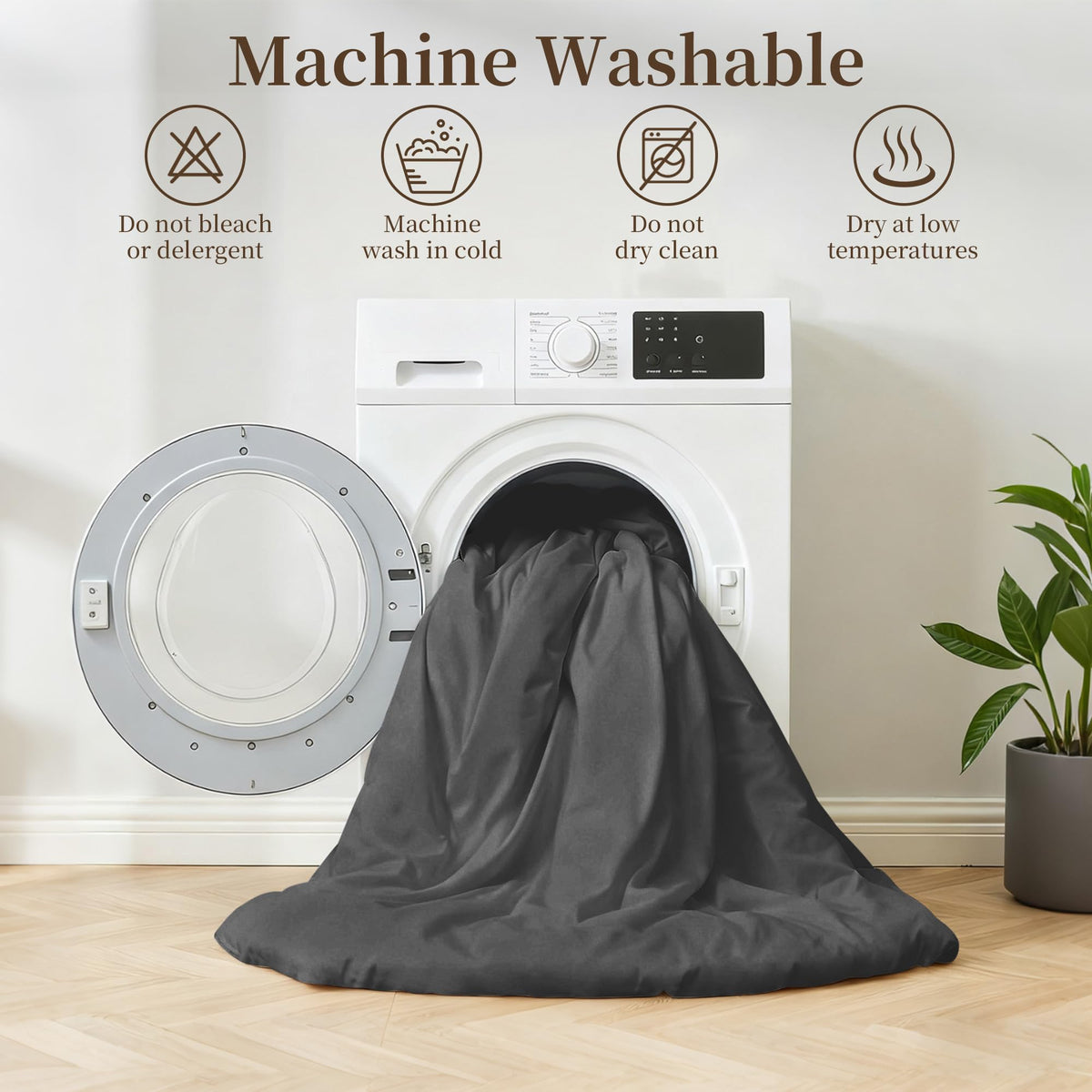 Easthome California King Comforter Set 7 Pieces, Dark Gray