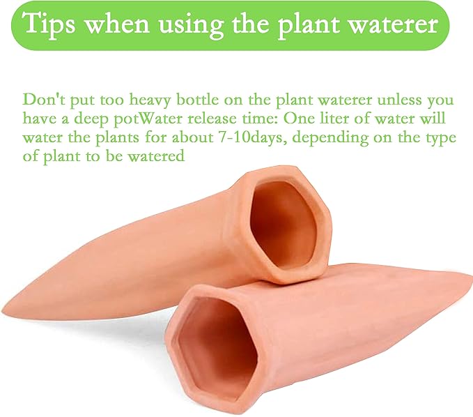 XXYXXY Terracotta Watering Spikes Plant Watering Clay Automatic Watering Device for Plants Used in Holidays, Indoor Plant Watering Device Clay Automatic Watering Device (10PCS)