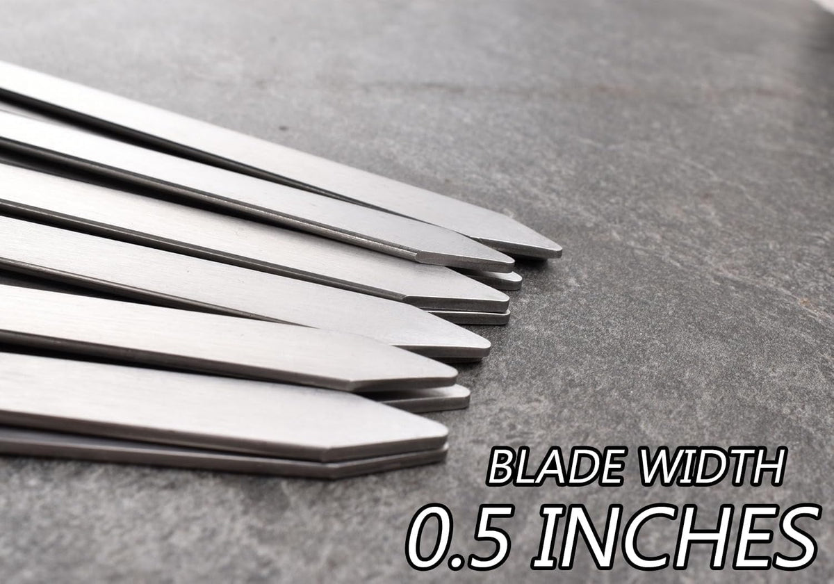 17-Inch 24 Pack Long Flat BBQ Skewers, HONSHEN 3/8 Inch Stainless Steel Wide Blade with hardwood Handle barbecue skewers for Grilling Meat,Chicken,Shrimp,Vegetables (17Inch Flat BBQ Skewers 24p)
