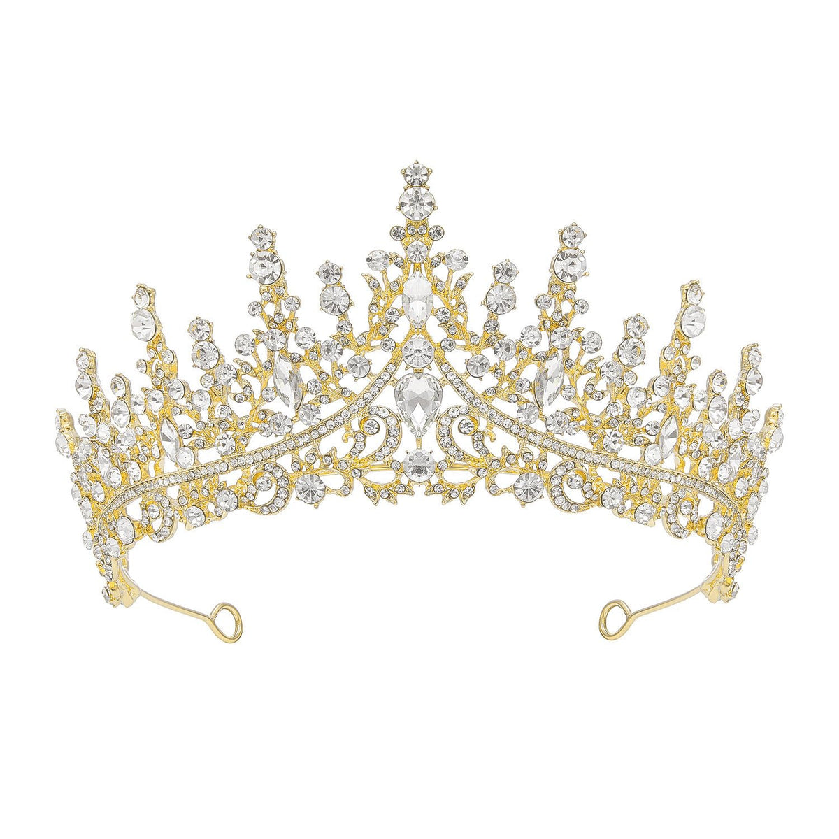 Sweetv Gold Princess Tiara For Women Girls,Royal Queen Tiara, Wedding Tiara For Bride,Crystal Hair Accessories For Quinceanera P