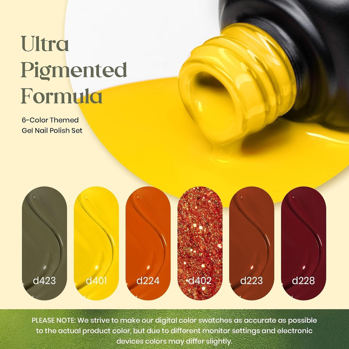Beetles Fall Gel Nail Polish Set, Golden Season Glitter Gel Polish