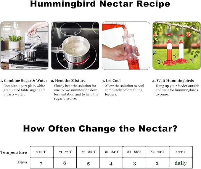 Hummingbird Feeders for Outdoors Hanging (2 Pack) 5 Feeding Ports 320 ml Plastic Hummingbird Feeder, Bee-Proof Leak-Proof No Drip, Easy to Clean with Cleaning Brush