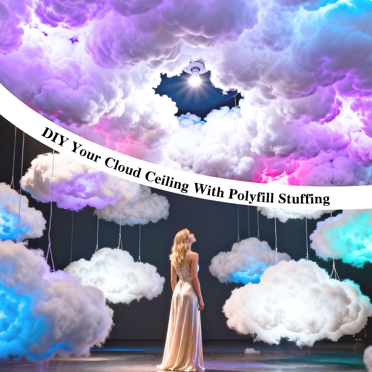 Jecqbor 4.4lbs/70.4oz Soft Polyfill Stuffing, Fluffy Pillow Stuffing Filling for Pillow, Couch Cushion, Cloud Project, Stuffed Animal, Craft, Clean Polyester Fiberfill for Crochet, Pet Bed, Plushies
