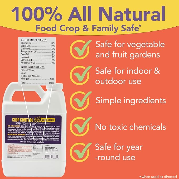Trifecta Crop Control Super Concentrate All-in-One Natural Pesticide, Fungicide, Miticide, Insecticide, Help Defeat Spider Mites, Powdery Mildew, Botrytis, Mold, and More on Plants 4 OZ