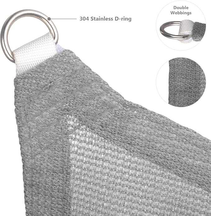 Eden's Decor Straight Flat-Edged Sun Shade Sail Rectangular 17' x 19' Grey UV-Blocking Outdoor Canopy Fabric Cloth Awning for Pergola Patio Garden Backyard Custom Size