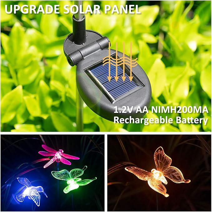 SOLPEX Solar Garden Lights, 3 Pack Solar Butterfly Lights Yard Decoration, Multi-Color Changing LED Solar Light Stakes, Solar Yard Lights for Garden, Patio, Lawn, Solar Bird Lights