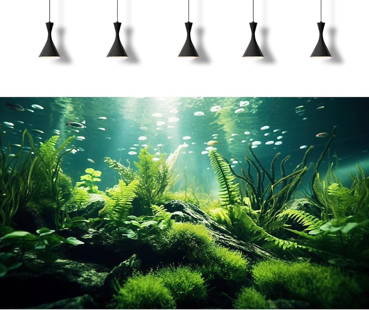 Underwater Fish Tank Background Under The Sea Aquatic Plants Aquarium Background Ocean Floor Rock Terrarium Backgrounds Tropical Fish Green Seaweeds Aquarium Backgrounds for Fish Tank Decor 36x20in