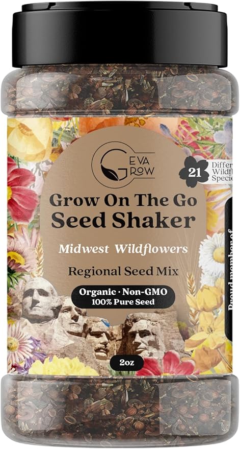 Regional Wildflower Seed Mix by GevaGrow (Midwest Wildflowers, Mini Shaker)