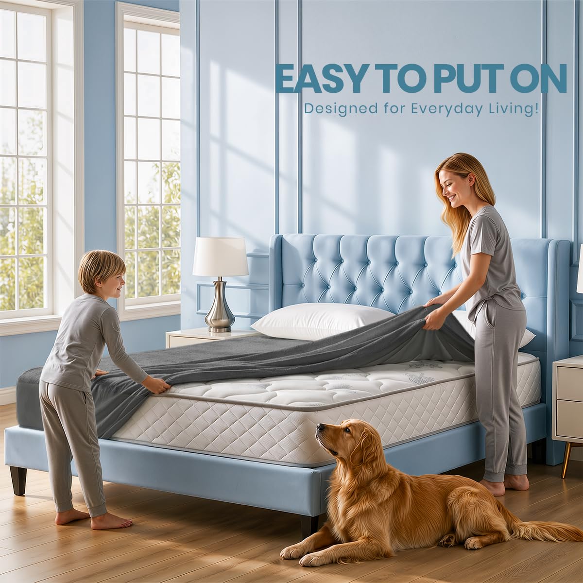 Waterproof Queen Size Mattress Protector fits Upto 17" Deep Pocket