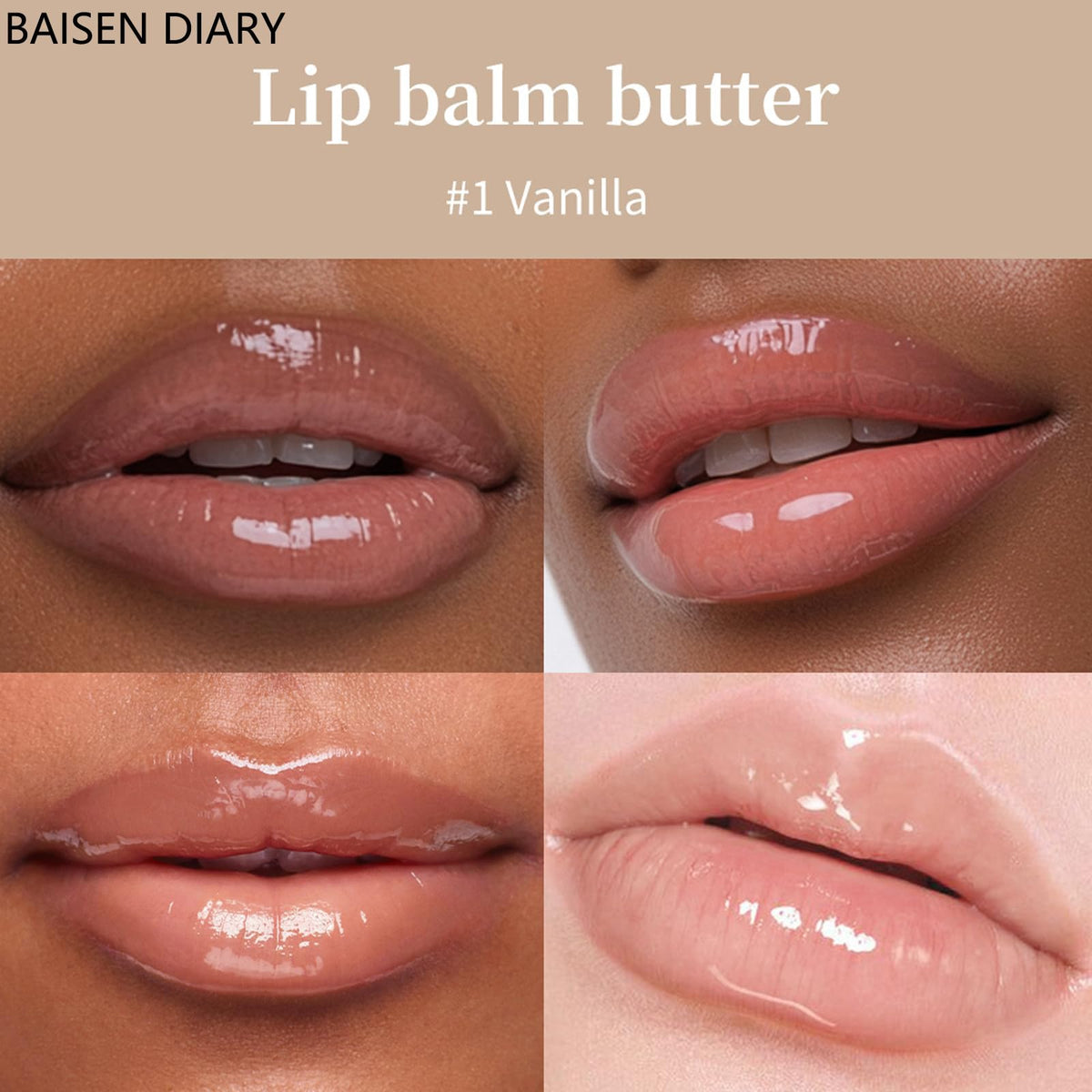 BAISEN DIARY 4 PCS Summer Special Lip Butter Balm - Ultra-Hydrating, Nourishing Lip Care with Natural Ingredients, Shea Butter & Olive Oil, Soothes & Softens Dry Lips (4PCS, 0.5 Fl Oz (Pack of 4))
