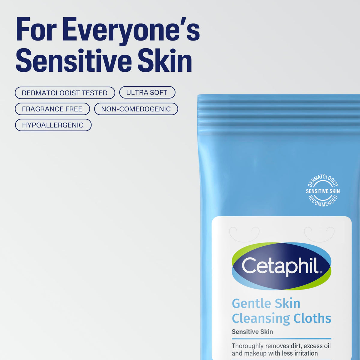 Cetaphil Cleansing Face & Body Wipes, Fragrance Free, 25ct, 3-Pack