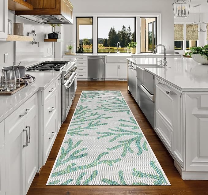 Keen Home Design Terrace Outdoor Runner Rug - 2x10 Washable Indoor/Outdoor Rug for Patio, Kitchen, Balcony, Beach, Garden, Deck and Porch, Size: 2'2"x9'11"