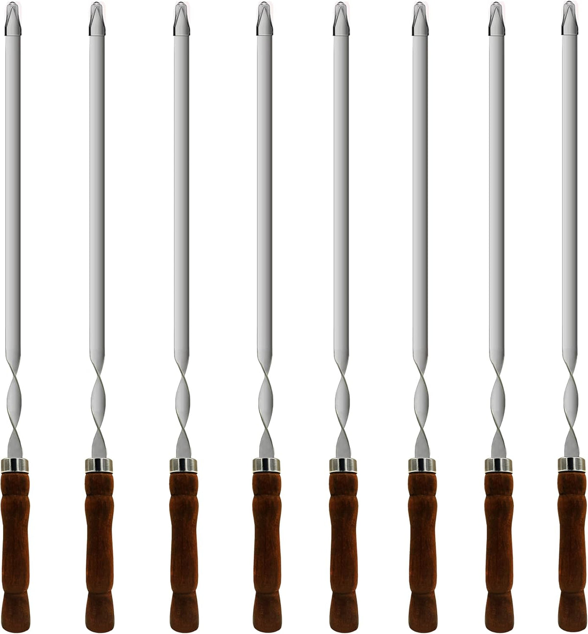 23.6 Inch Skewers for Kabobs 0.62 Inch Wide Kabob Skewer 8PCS Reusable Metal Skewers for Grilling Long Kebab Skewer Large Heavy Duty BBQ Sticks Stainless Steel Barbecue Sticks with Oak Handle