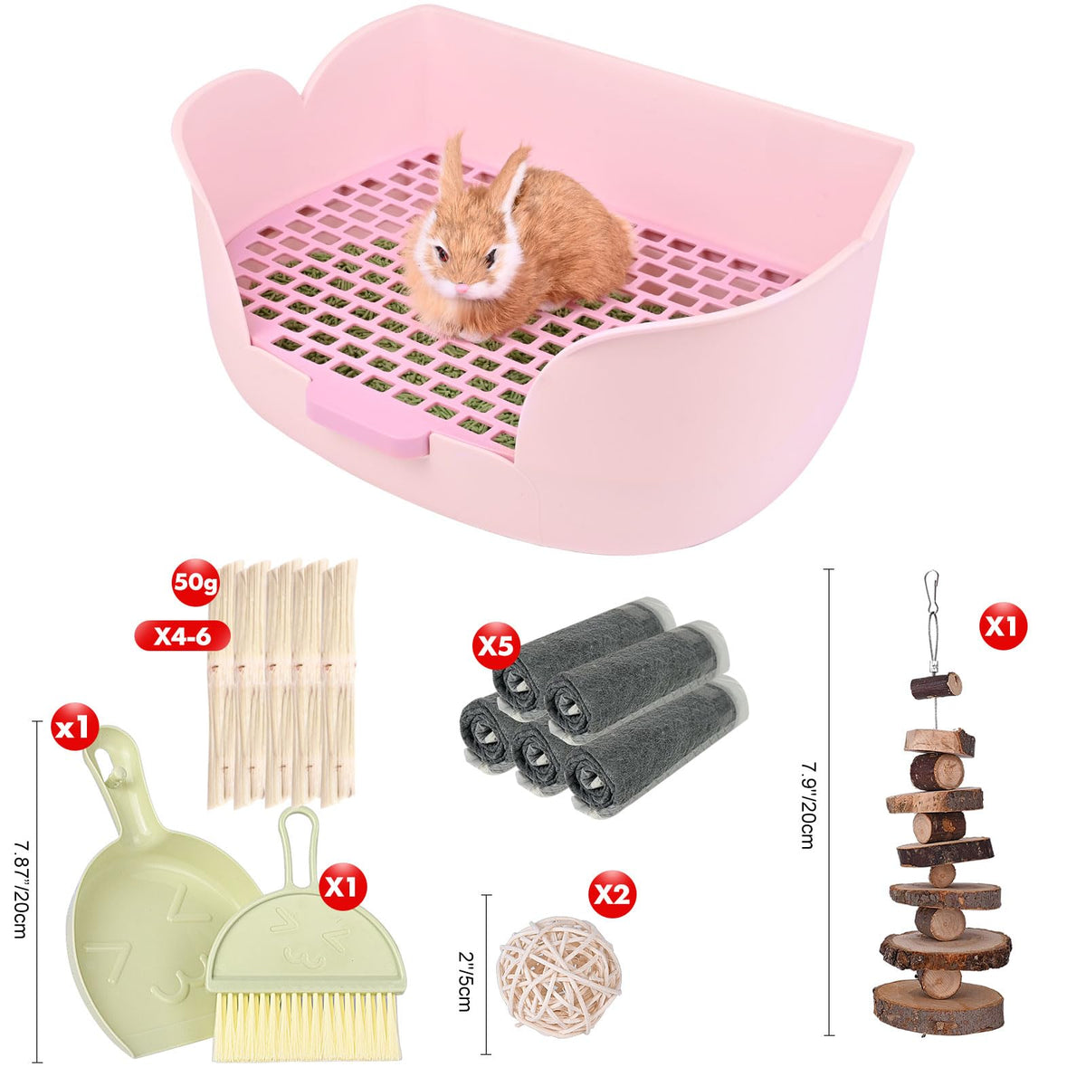 RUBYHOME Large Bunny Litter Box (15.5" x 11.1" x 6.2") Small Animal Litter Pet Toilet Potty Trainer Corner Litter Bedding Box Pet Pan for Rabbit Guinea Pig Easy to Clean (Purple)