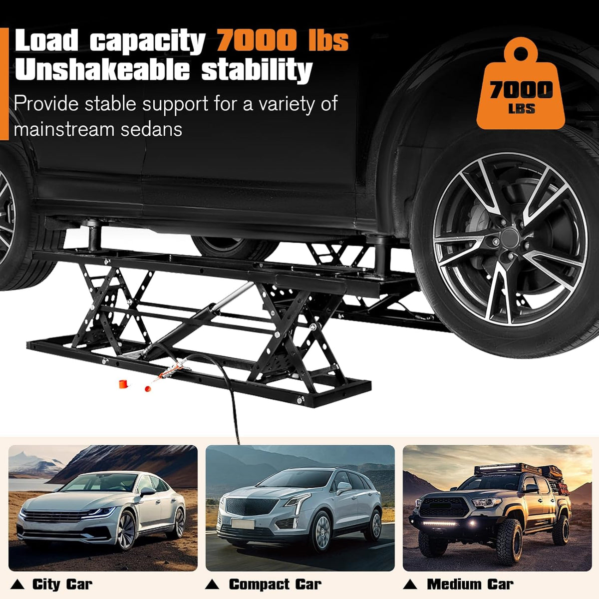 Jocisland Portable Car Lift, Capable of Lifting 7000 LBS Quick Jack with a Maximum Height of 28", Car Lifts for Home Garage and Shop