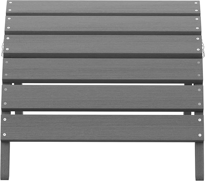 SERWALL Folding Adirondack Ottoman for Adirondack Chair, No-Assembly Weather Resistance Outdoor Footstool, High Impact Polystyrene Folding Adirondack Footrest, Gray